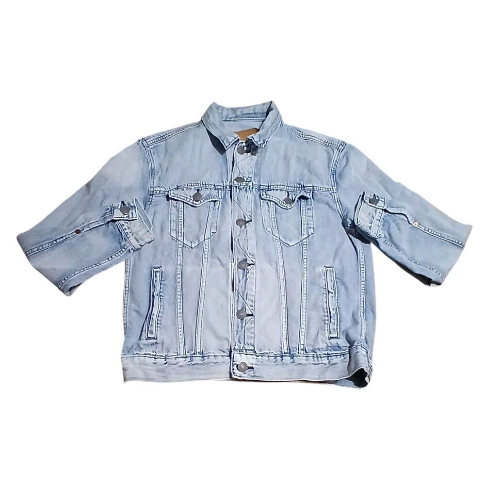 American Eagle Women's Denim Shirt Jacket Blue Button-Up Size M